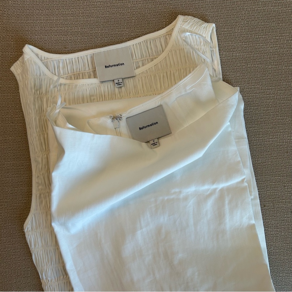 BEST Reformation Laguna Two Piece Set White Ivory Cotton French Midi Classic - Picture 8 of 15